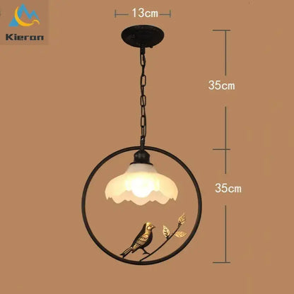 Black wrought iron decorbites birdcage led chandelier with ornate bird design and frosted glass lampshade for bedroom light