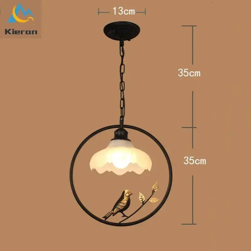 Black wrought iron decorbites birdcage led chandelier with ornate bird design and frosted glass lampshade for bedroom light