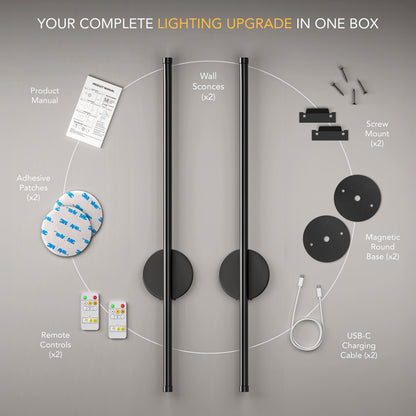 Decorbites black battery operated wall sconces set of 2 with lighting upgrade kit for easy installation and enhanced illumination