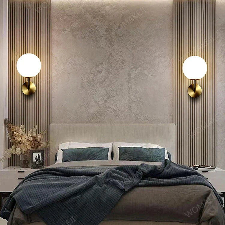 Modern bedroom interior featuring DecorBites™ black battery operated wall sconces with remote and usb type-c charging