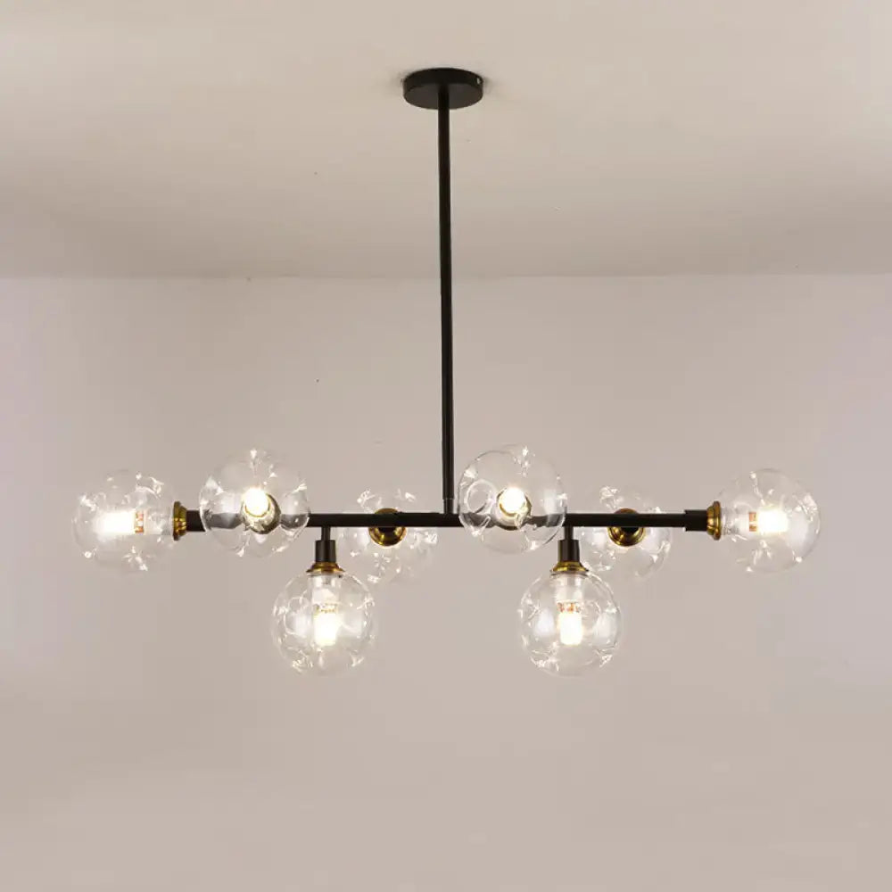 DecorBites black metal chandelier with clear glass globe bulbs and brass accents light type for modern dining room island