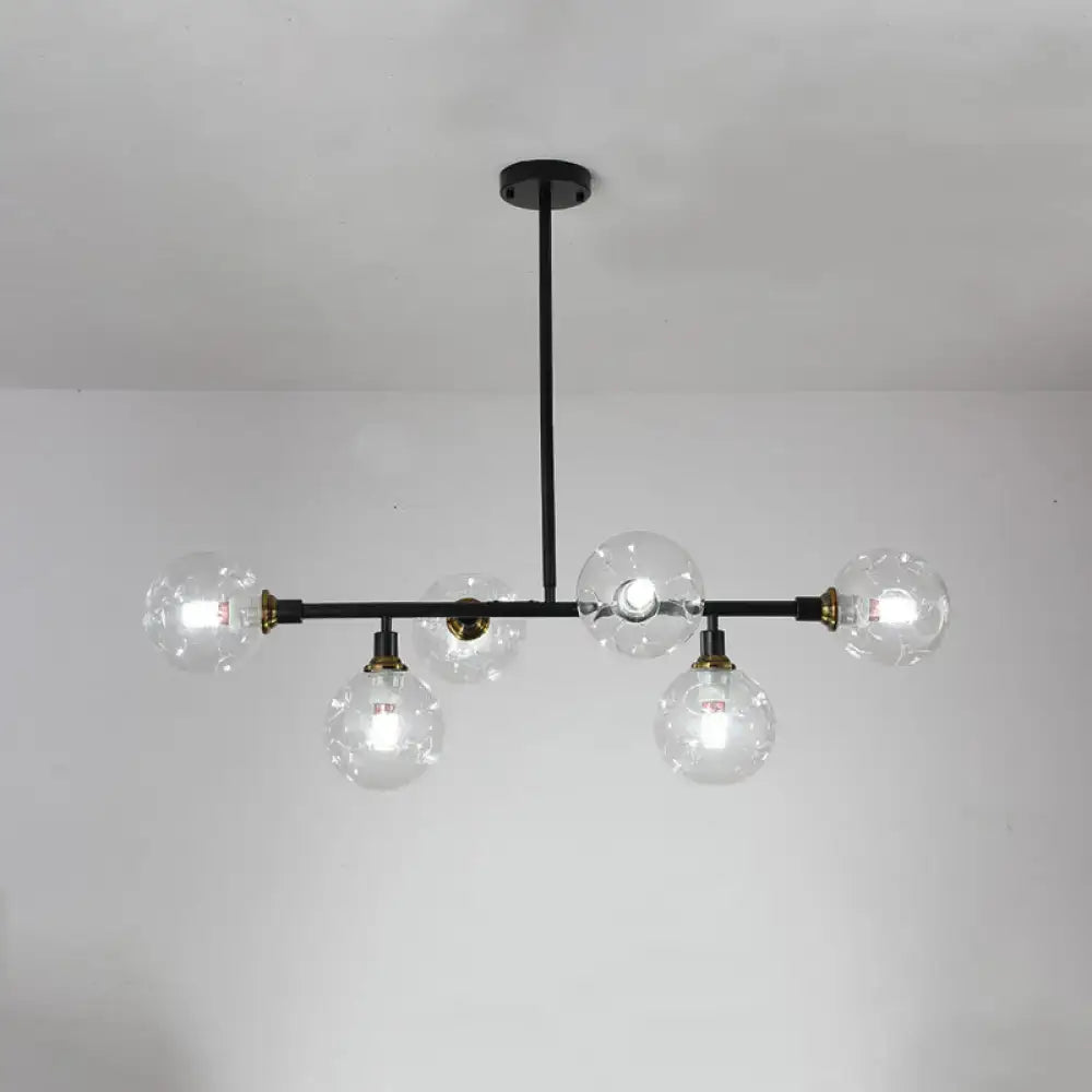 DecorBites black metal chandelier with clear glass globe bulbs and brass accents ideal as modern dining room light type
