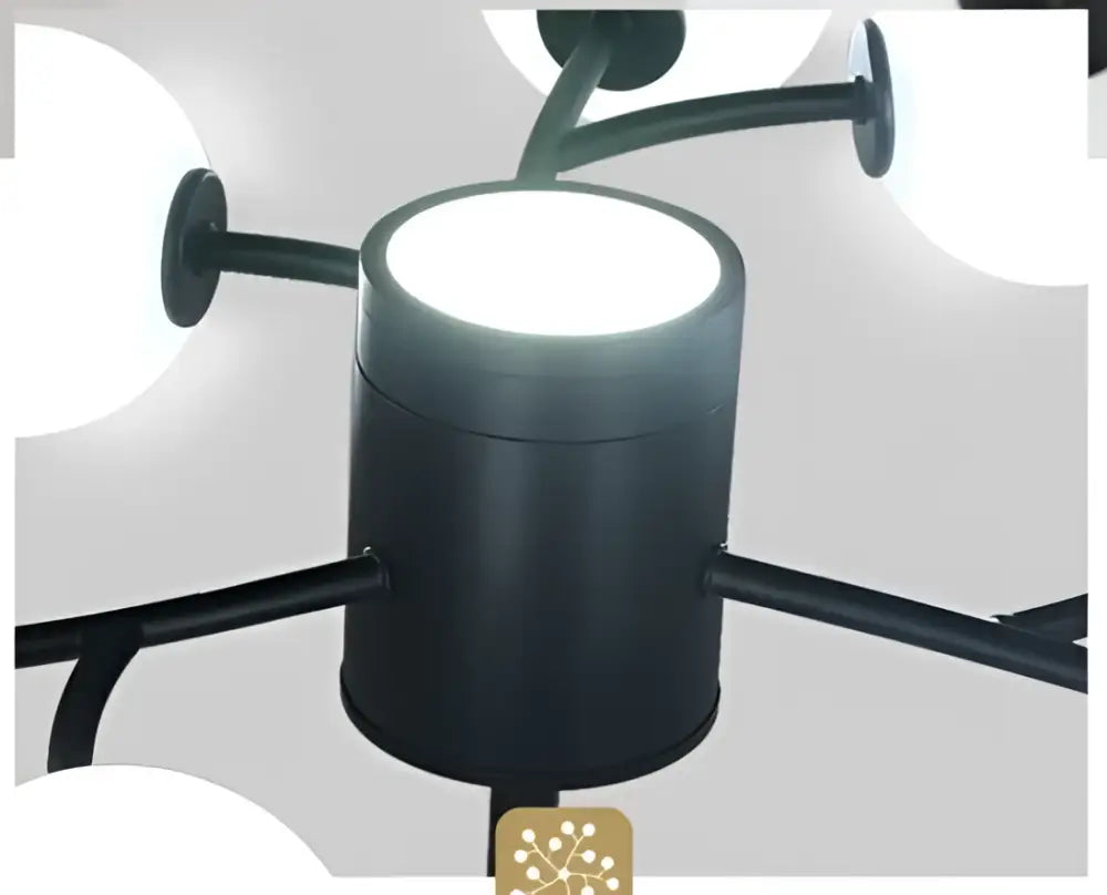 Decorbites black glass ball molecule chandelier in matte black with spherical glass ball bulbs nordic luxury design