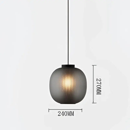 Decorbites black glass ball table light with sleek dark gray ribbed glass and black metal fixture for bedroom and living room