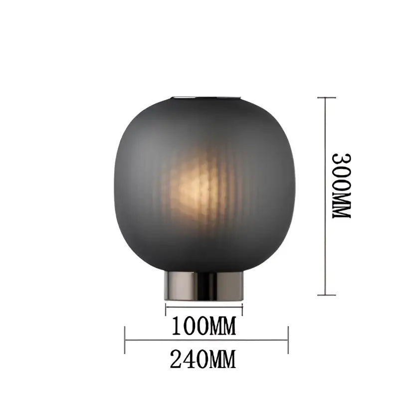 Dark gray spherical glass table light with brushed metal base decorbites black glass ball nordic design led lamp