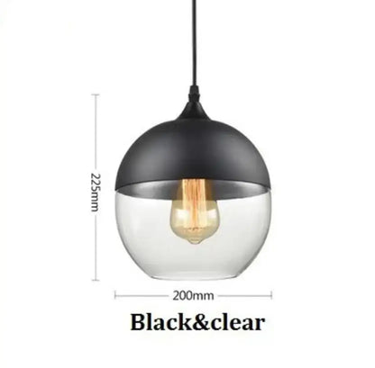 Decorbites black glass pendant light fixture with matte black cap and exposed filament bulb for modern indoor decor