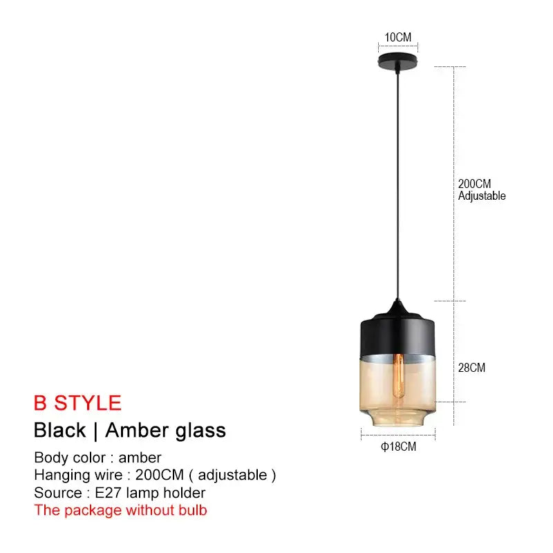 DecorBites black glass pendant lights featuring sleek black and amber glass cylindrical design for modern interiors
