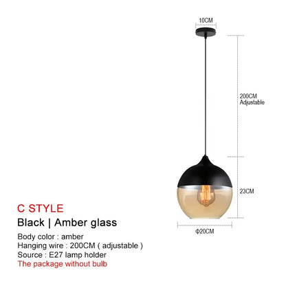 Decorbites black glass pendant lights with sleek amber and black glass design for modern dining kitchen bedroom lighting