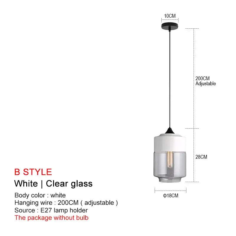 White cylindrical decorbites black glass pendant light with clear glass lower section and black hanging wire for modern spaces
