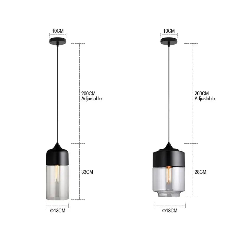 DecorBites black glass pendant light with visible filament bulb for modern dining room kitchen and bedroom decor
