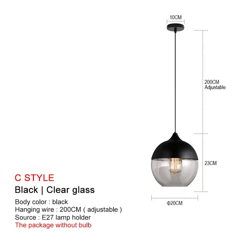 Decorbites black glass pendant lights with sleek modern design in black and clear glass for dining room and kitchen