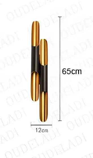 Decorbites black gold aluminum tube wall sconce with gold and black double-ended rods for bedroom and living room decor