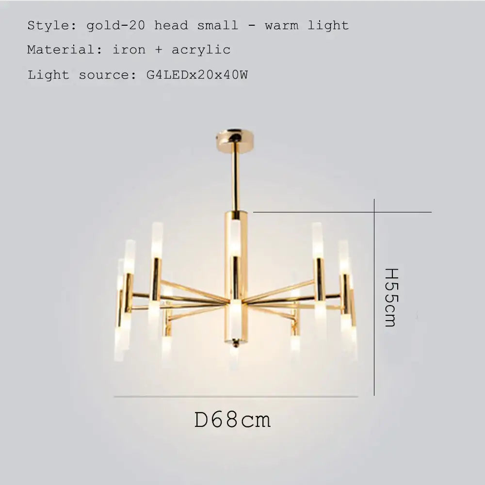 Gold-toned decorbites black gold art decor led ceiling chandelier with iron and acrylic arms for modern designer homes