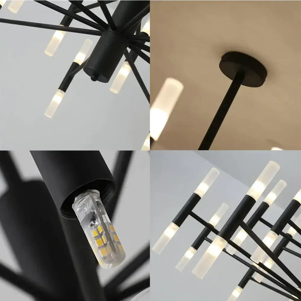 Decorbites black gold art decor modern chandelier with black frame frosted glass led bulbs for designer home