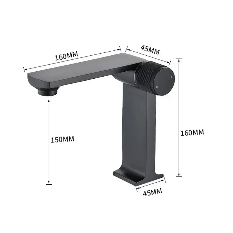 DecorBites black gold basin faucet with black matte finish single-handle and textured knob for modern bathroom sink