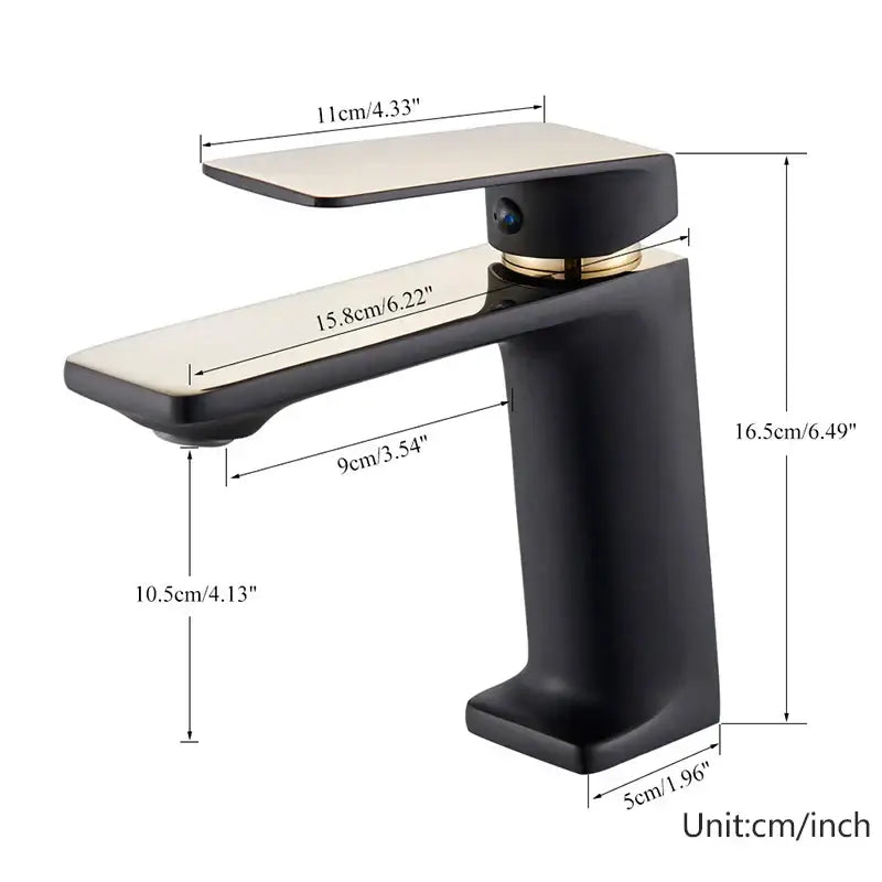 Decorbites black gold basin faucet with sleek black gold finish and rectangular spout for bathroom sink use