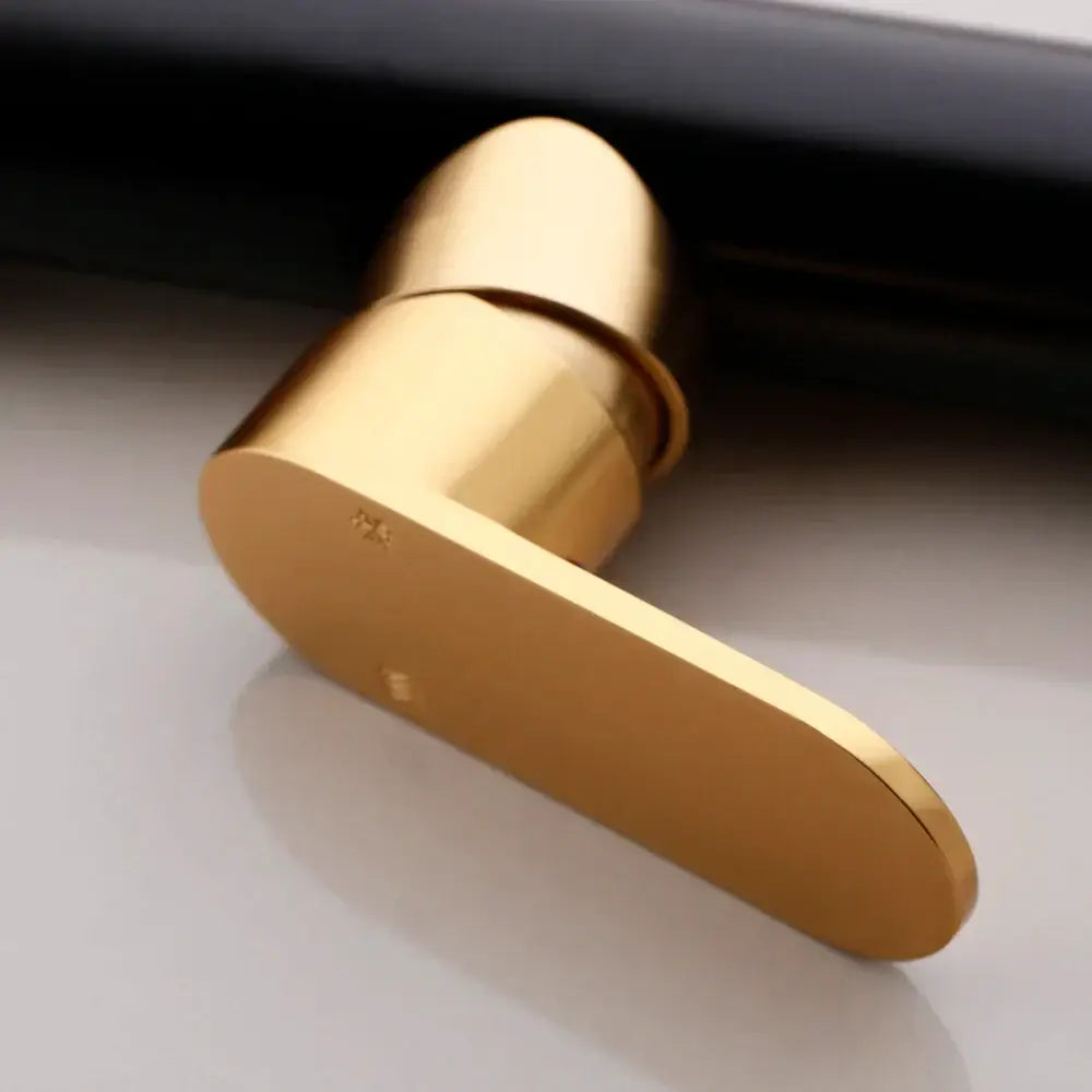 Sleek modern gold-colored decorbites black gold bathroom faucet handle with brushed brass space aluminum finish and minimalist design