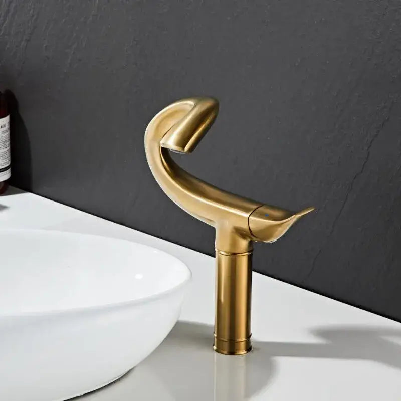 Decorbites black gold brass bathroom faucet mixer sleek curved gold brass bathroom tap deck mounted chrome gray