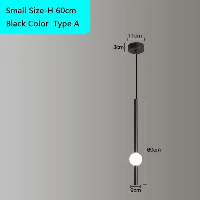 DecorBites black gold ceiling pendant featuring a black minimalist cylindrical stem and spherical bulb for bedroom use