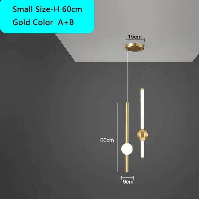 Decorbites black gold modern hanging light with gold ceiling pendant cylindrical design and spherical accents for bedroom