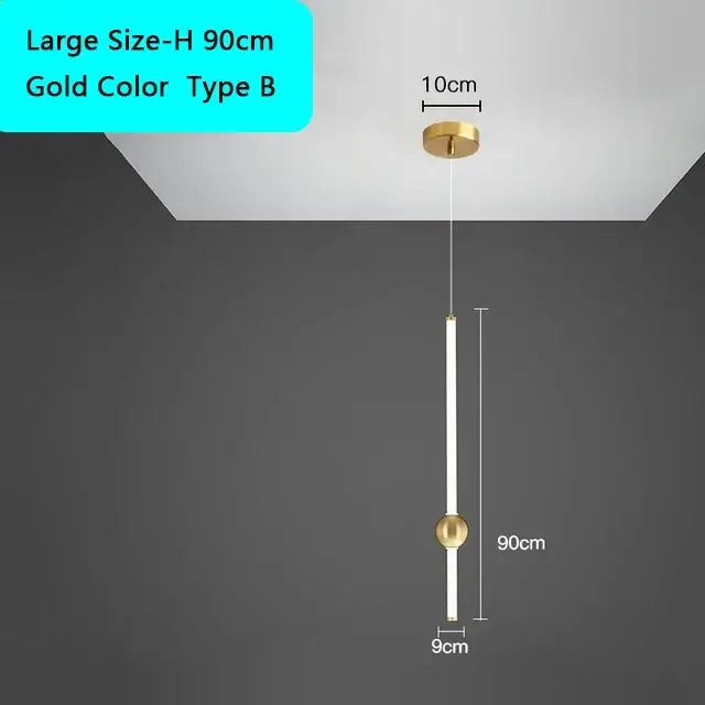 Decorbites black gold modern hanging ceiling pendant in gold with sleek cylindrical design for bedside bedroom lighting