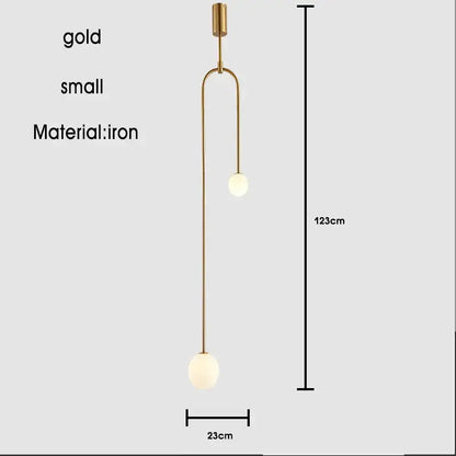 Decorbites black gold chandelier pendant with gold iron frame and two spherical glass bulbs for modern lighting