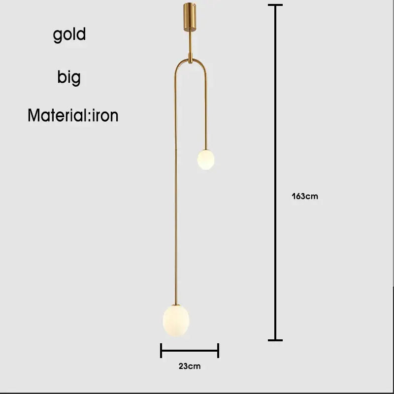 DecorBites black gold chandelier pendant with gold-toned iron frame and two spherical glass bulbs Nordic modern lamp