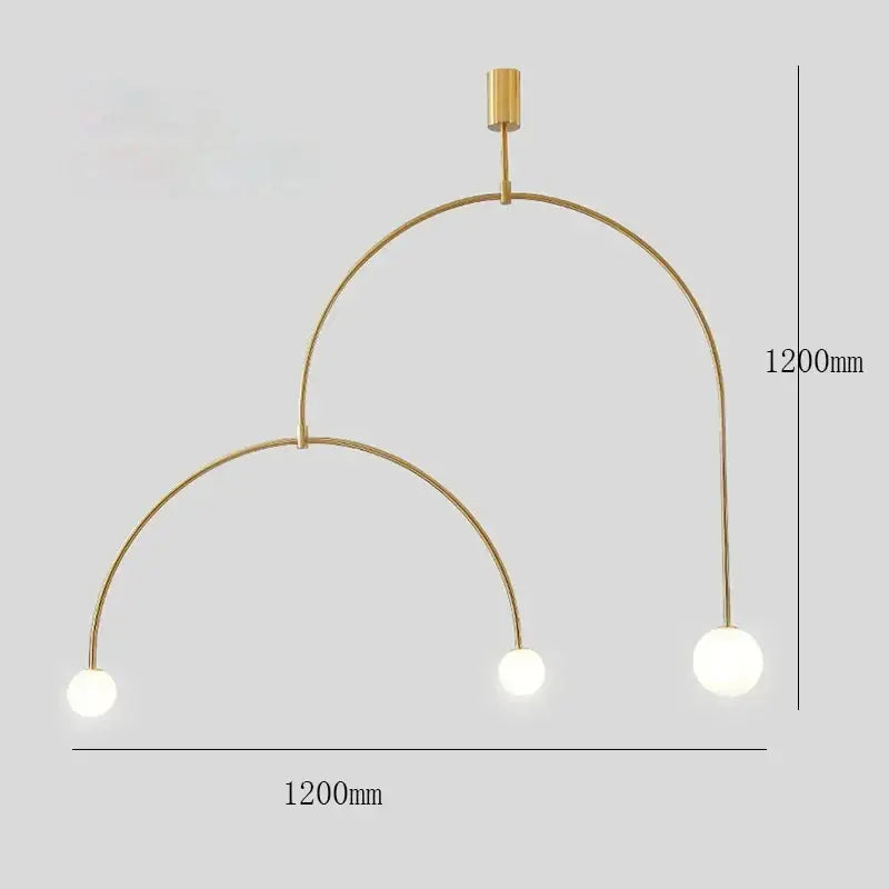 DecorBites black gold chandelier pendant with gold-toned minimalist design, three spherical bulbs, and curved metal arms