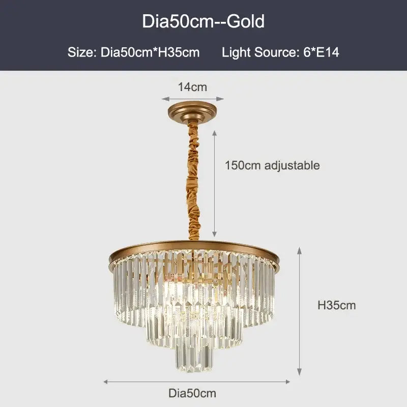 Decorbites black gold crystal ceiling chandelier with gold finish cascading clear prisms and adjustable 150cm chain
