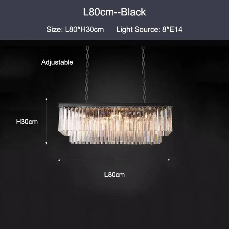 Decorbites black gold crystal ceiling chandelier with cascading clear crystal rods modern led pendant light