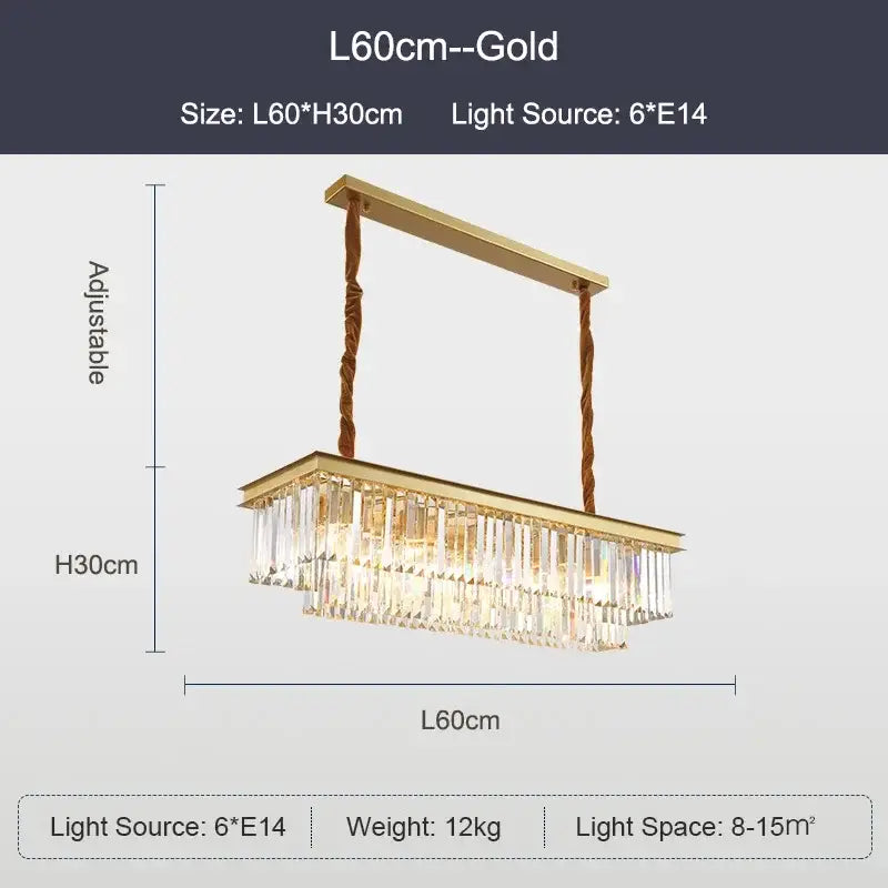 DecorBites black gold crystal ceiling chandelier with gold rectangular frame, hanging crystal droplets, and twisted rope cords