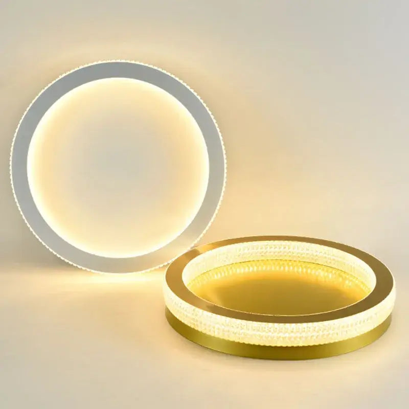 Decorbites black gold crystal chandelier ceiling light with modern circular led illuminated ring design in silver and gold finishes