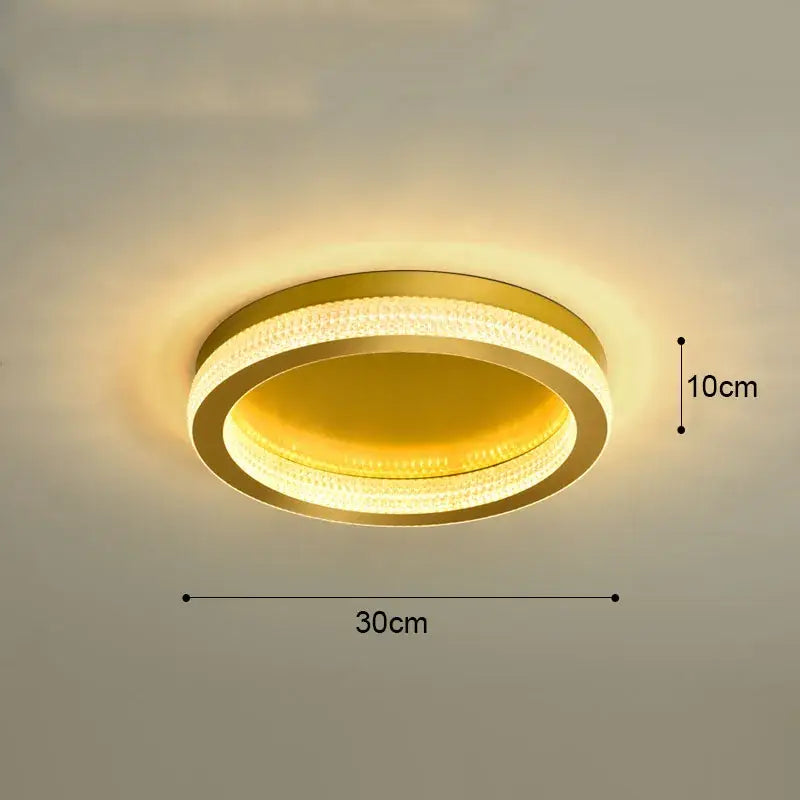 DecorBites black gold crystal chandelier ceiling light with gold-toned rings and LED lights for living room bedroom