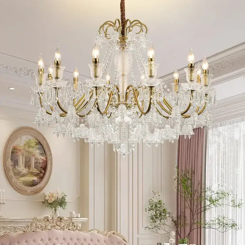 DecorBites black gold crystal pendant light with gold-toned arms and crystal droplets for elegant living spaces lighting