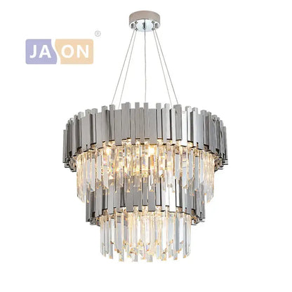 A modern lighting fixture with chrome bars and clear crystal prisms from decorbites black gold crystal collection