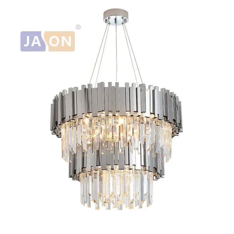 A modern lighting fixture with chrome bars and clear crystal prisms from decorbites black gold crystal collection