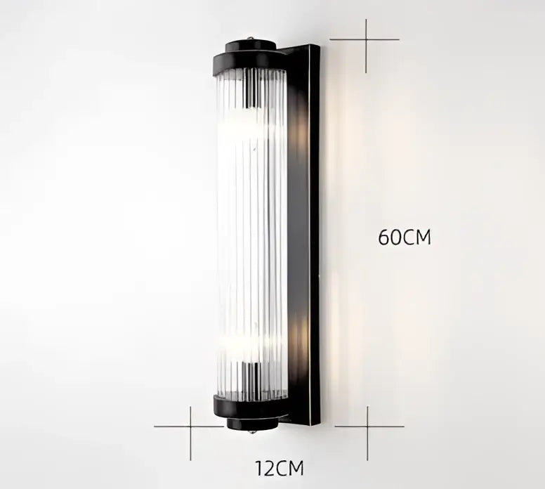 Black gold decorbites black gold crystal wall sconce with vertical ribbed glass panels for bedroom living room