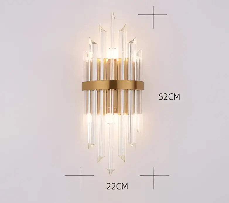 DecorBites™ black gold crystal wall sconce with gold-toned metal and clear crystal rods for bedroom and living room decor