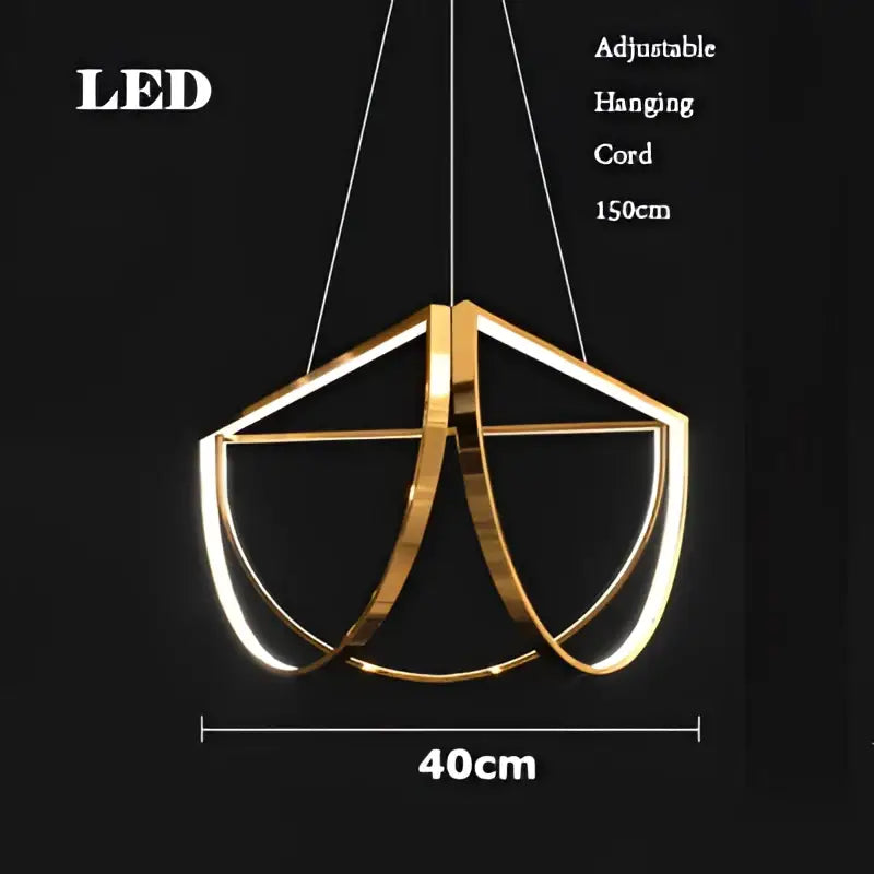 Decorbites black gold geometric led chandelier with gold angular design and adjustable hanging cord for indoor use