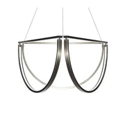 Modern black gold geometric led chandelier by DecorBites with brushed metallic finish and curved ring design for living rooms