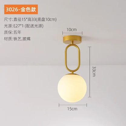 Decorbites black gold glass ceiling lamp with gold finish, spherical frosted globe, and oval metal frame modern nordic lighting