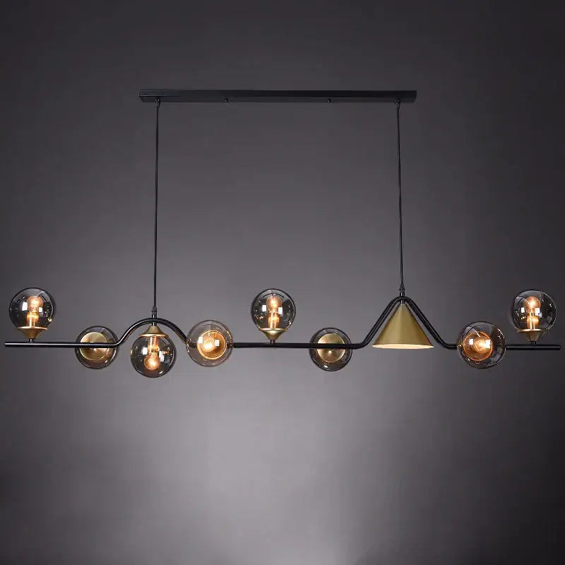 Modern black gold glass chandelier with spherical and conical shades by DecorBites black gold LED luxury pendant light