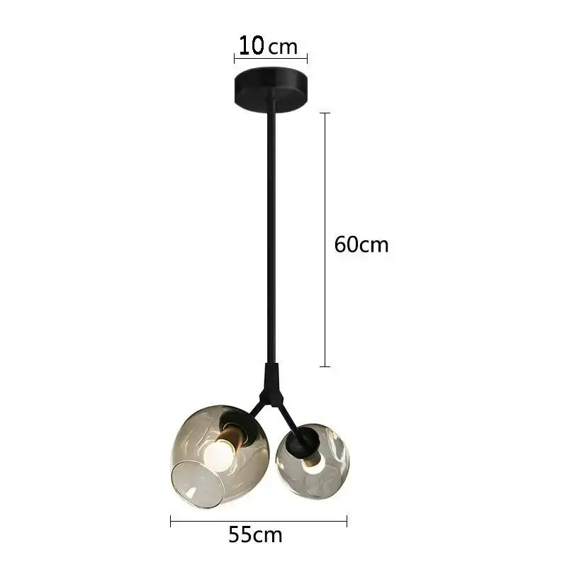 Black metal pendant wall lamps with two smoked glass globes in decorbites black gold for modern home lighting