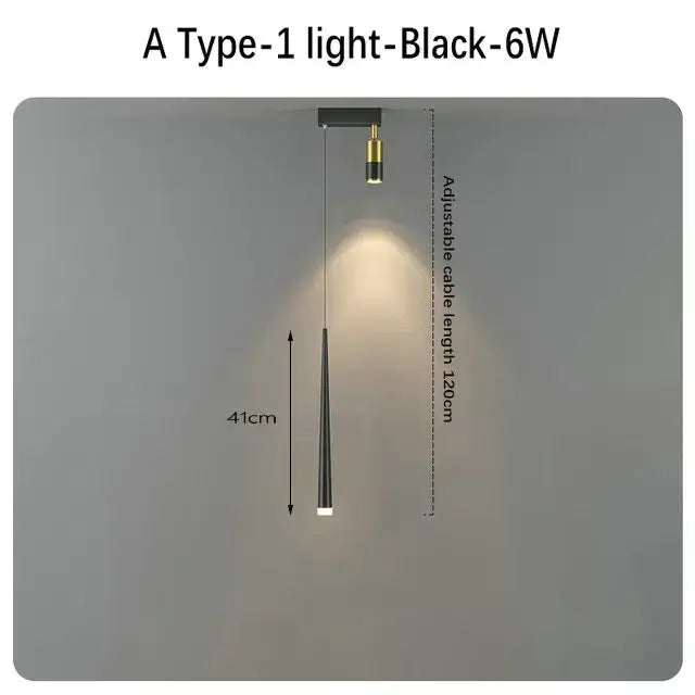DecorBites black gold pendant lamp with sleek black and gold design, 6w bulb, and adjustable 120cm cable for modern lighting