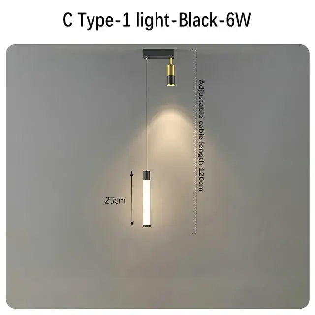 Decorbites black gold hanging pendant lamp with 25cm illuminated black and gold cylinder for modern luxury lighting