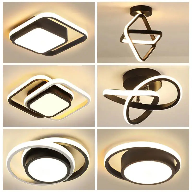 Modern black and white decorbites black gold led ceiling lights with sleek geometric design and remote control for indoor use