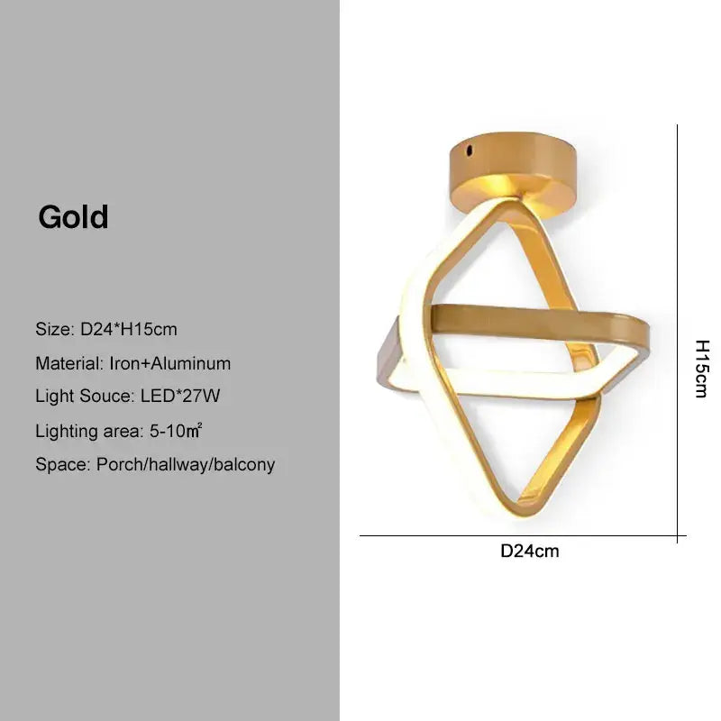 Gold-colored decorbites black gold led ceiling light with sleek geometric design made of iron and aluminum for indoor use