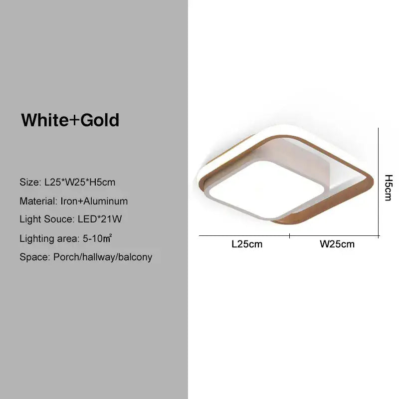 Modern square decorbites black gold led ceiling light with white and gold iron aluminum frame for indoor use