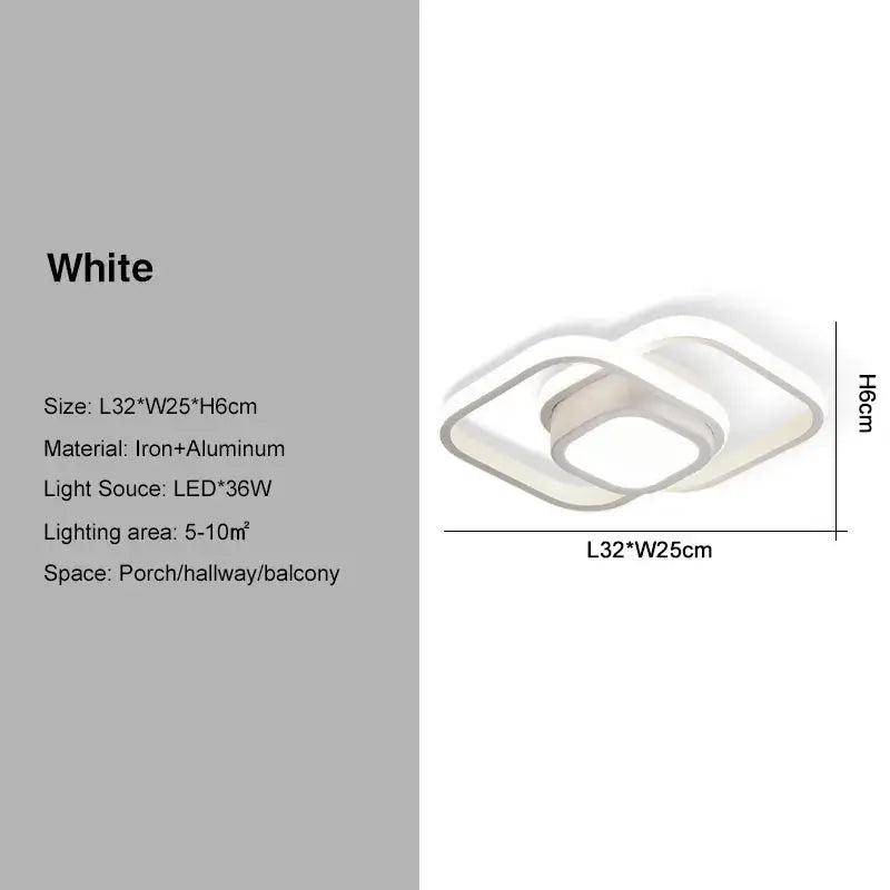White modern led ceiling light with sleek layered square design made of iron and aluminum for decorbites black gold ceiling light