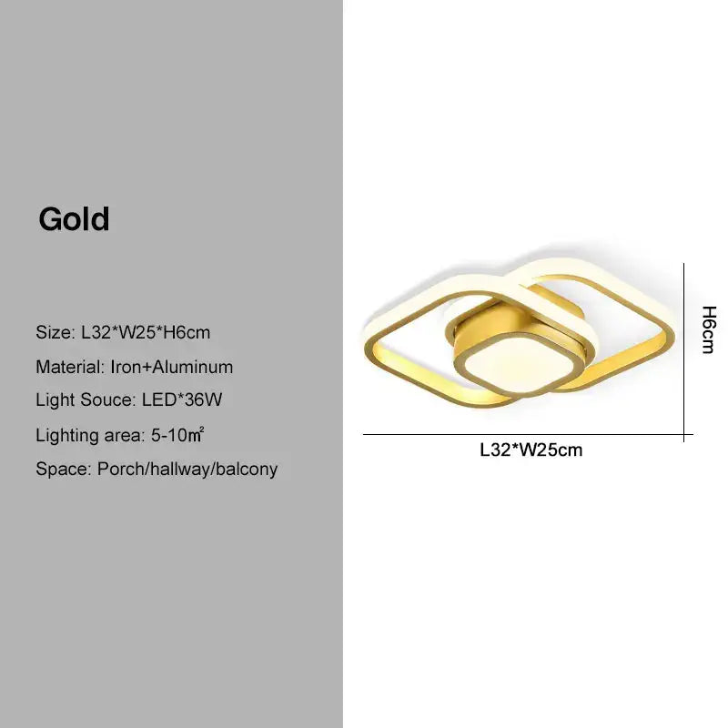 Gold-finished decorbites black gold led ceiling light with sleek geometric design and remote control for indoor use